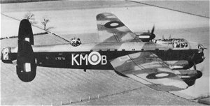 Lancaster L7578 KM-B of 44 Squadron in which Nettleton and his crew practised for the raid, although it was another KM-B, R5508, that Nettleton actually flew on the Augsburg mission